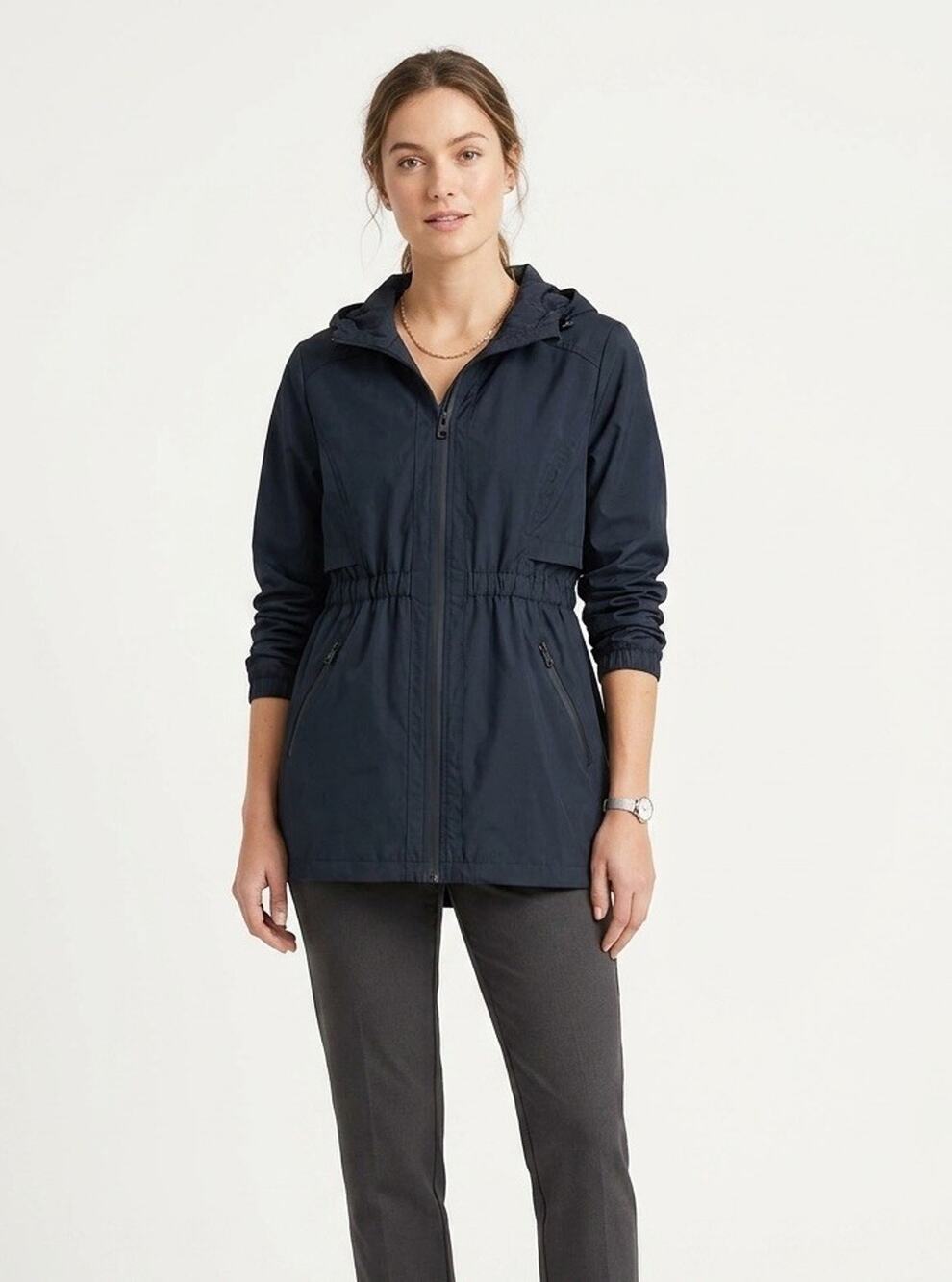 Avoogue Women’s Raincoat Large Black Lightweight Hooded Waterproof Windbreaker